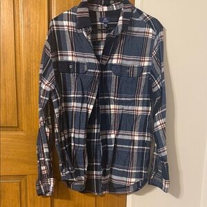 George Blue and White Plaid Button-Down Shirt